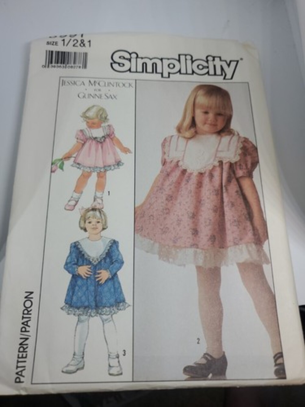 🌼 1989 SIMPLICITY #8991 - GIRLS "GUNNE SAX" THREE STYLE DRESS PATTERN  1/2 1